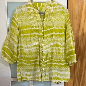 Jones New York Lime and White Button Down Shirt